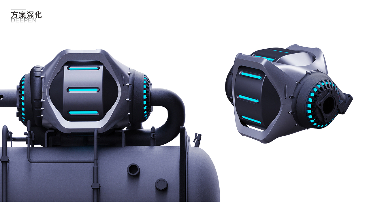 磁悬浮压缩机-科幻风格的工业设备