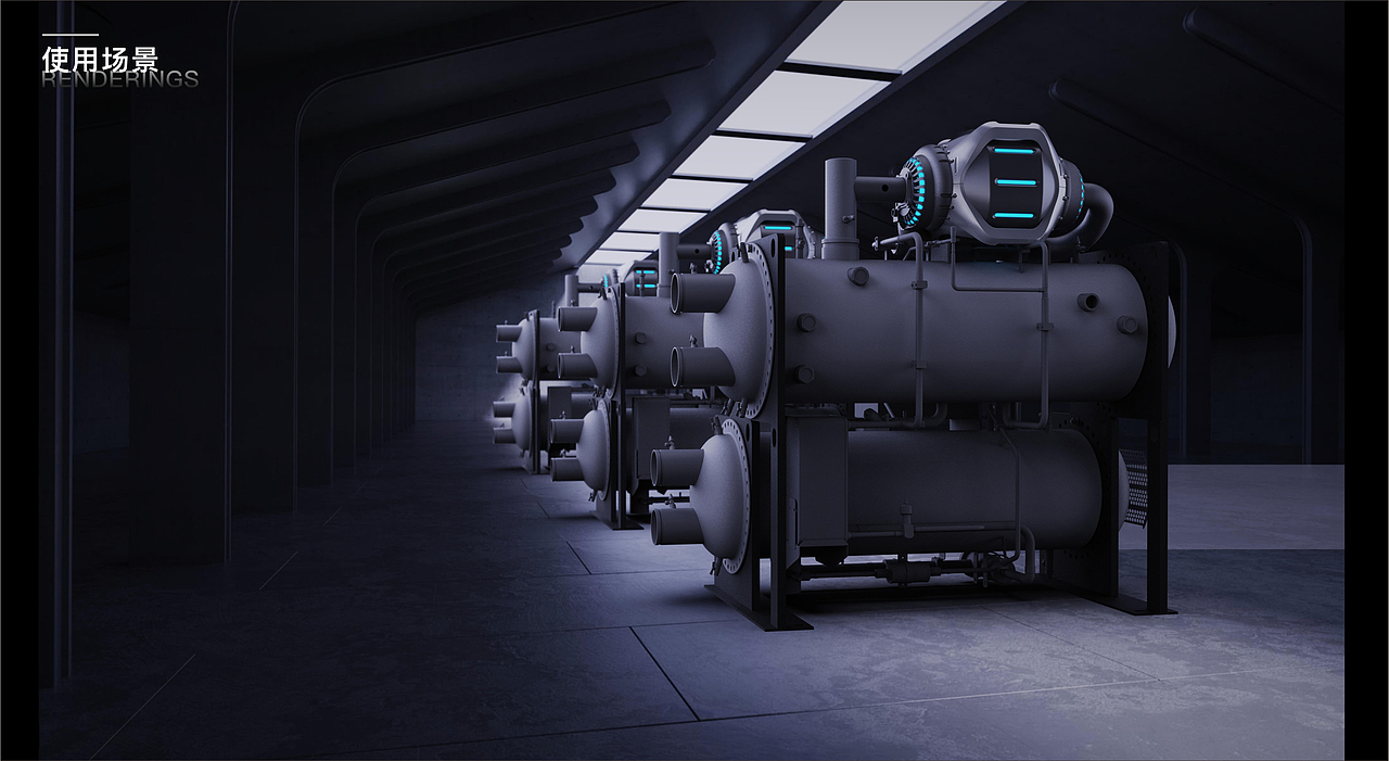 磁悬浮压缩机-科幻风格的工业设备