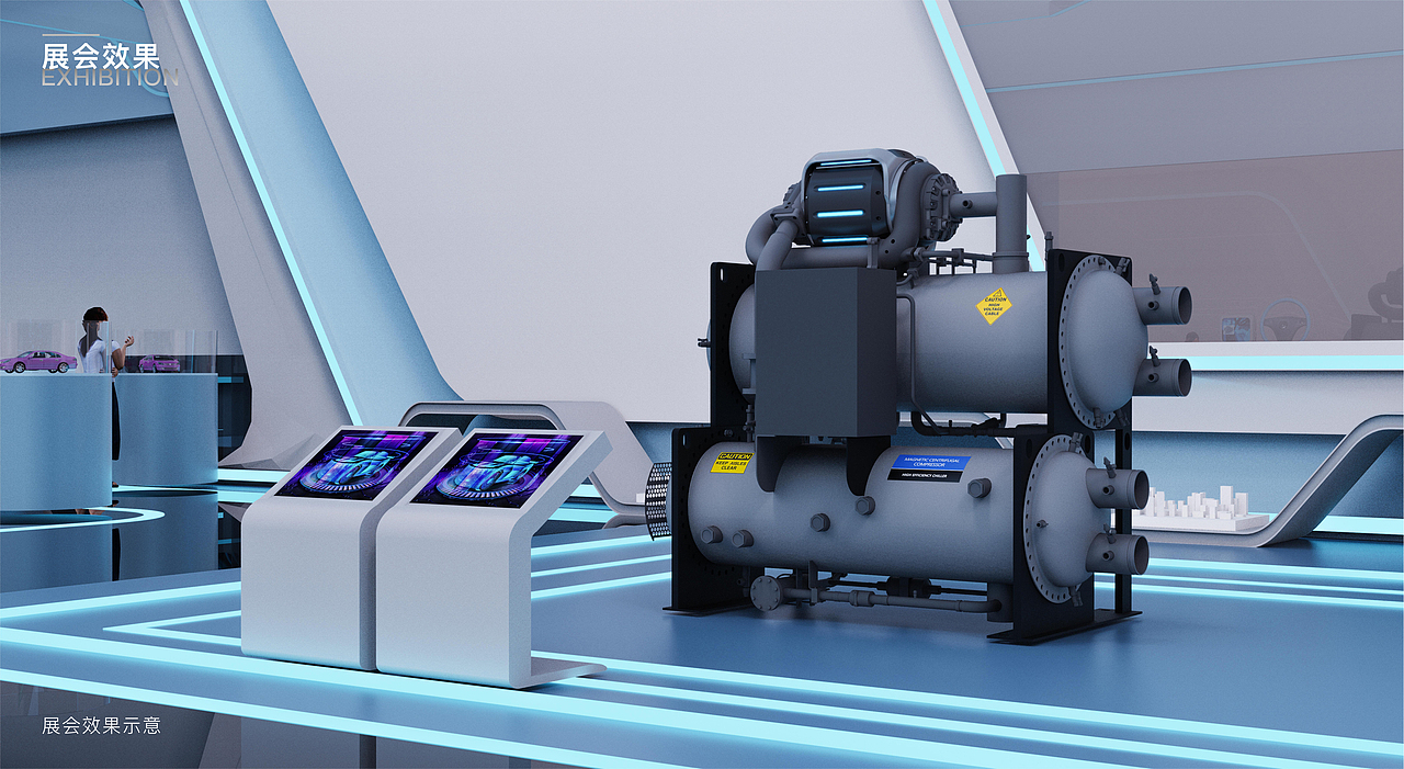 磁悬浮压缩机-科幻风格的工业设备