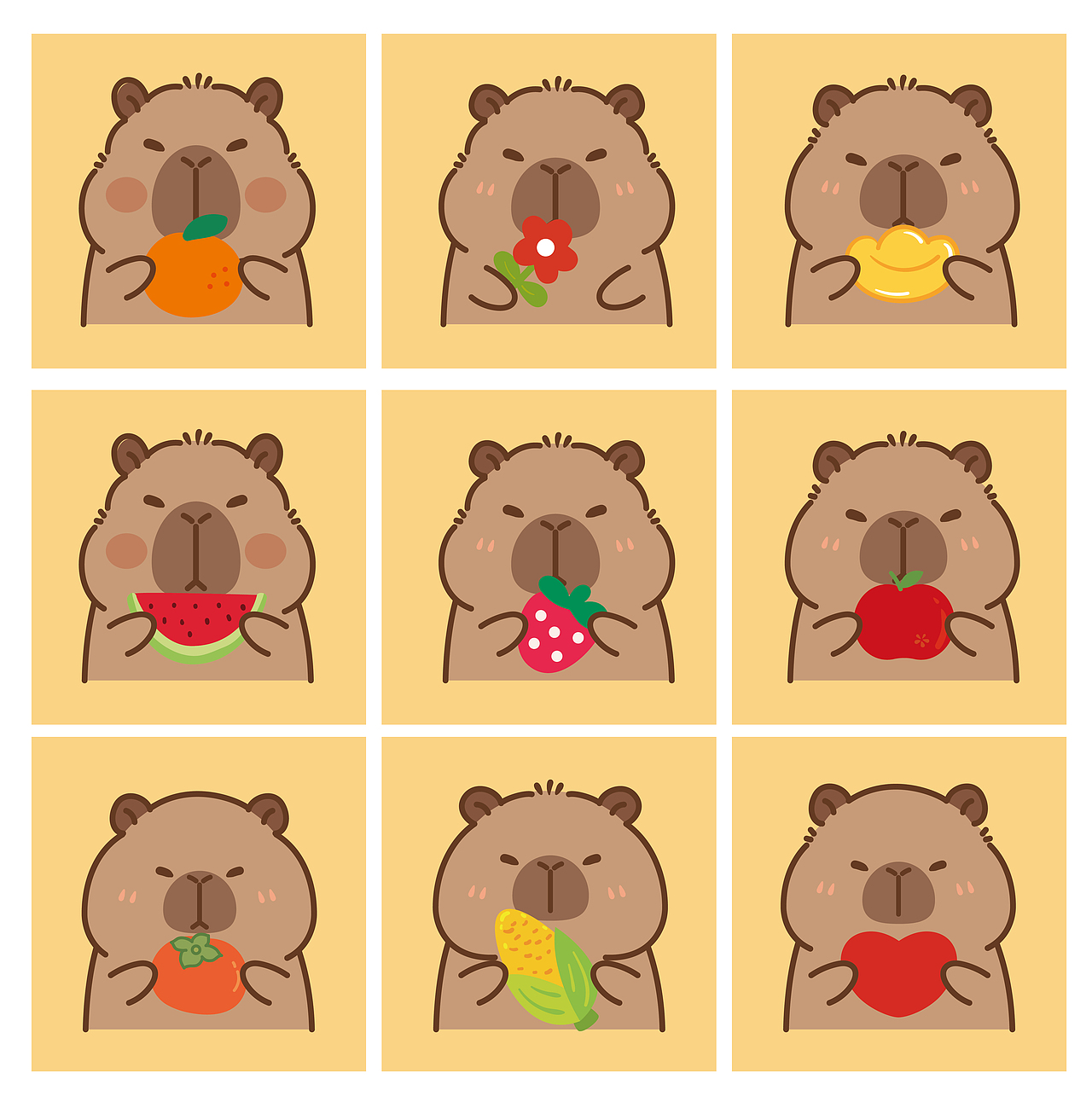 卡皮巴拉水豚萌萌IP卡通形象设计头像表情包