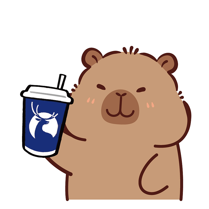 卡皮巴拉喝奶茶系列表情包插画卡通可爱