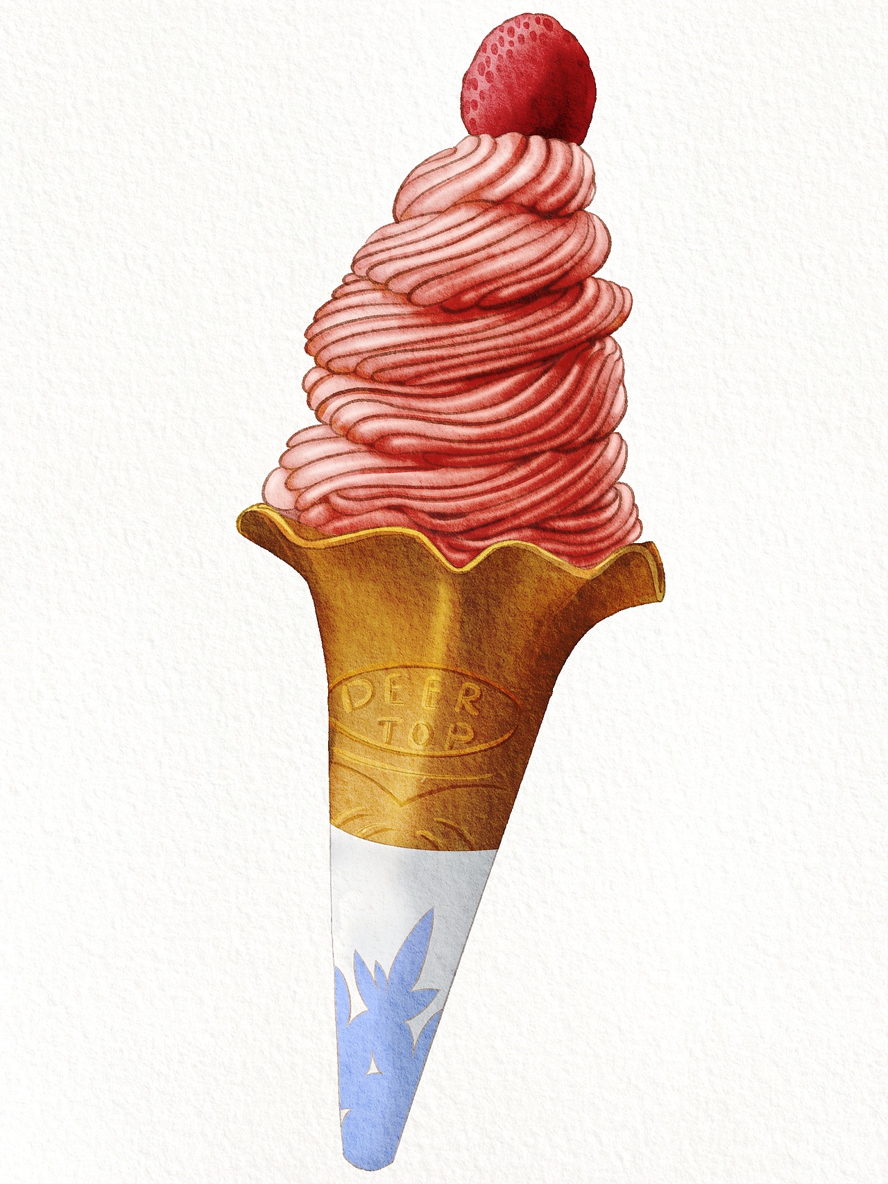 草莓甜筒（图ZMzc5NjY2NjE2） - 商业插画 - 站酷设计师鹿灵DeerSpirit原创素材 - 站酷ZCOOL