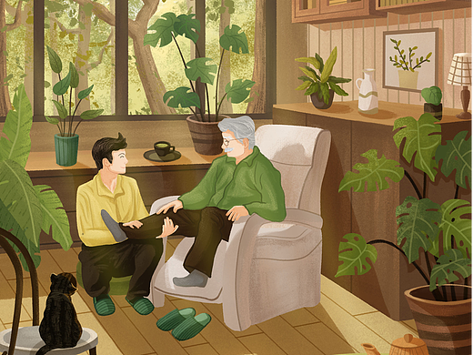 治愈系插画——陪伴