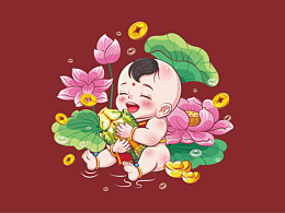 年畫娃娃插畫和運用的產(chǎn)品設(shè)計