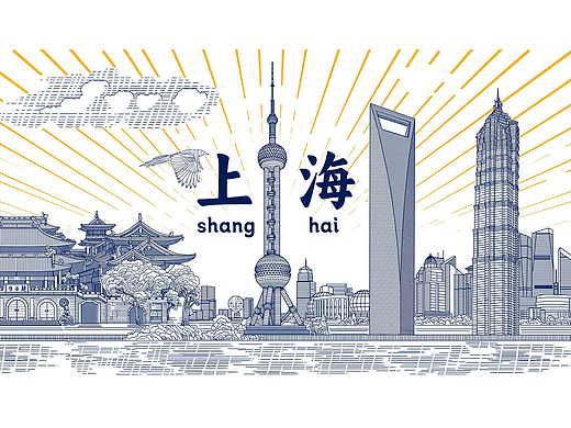 上海城市建筑版画/插画设计