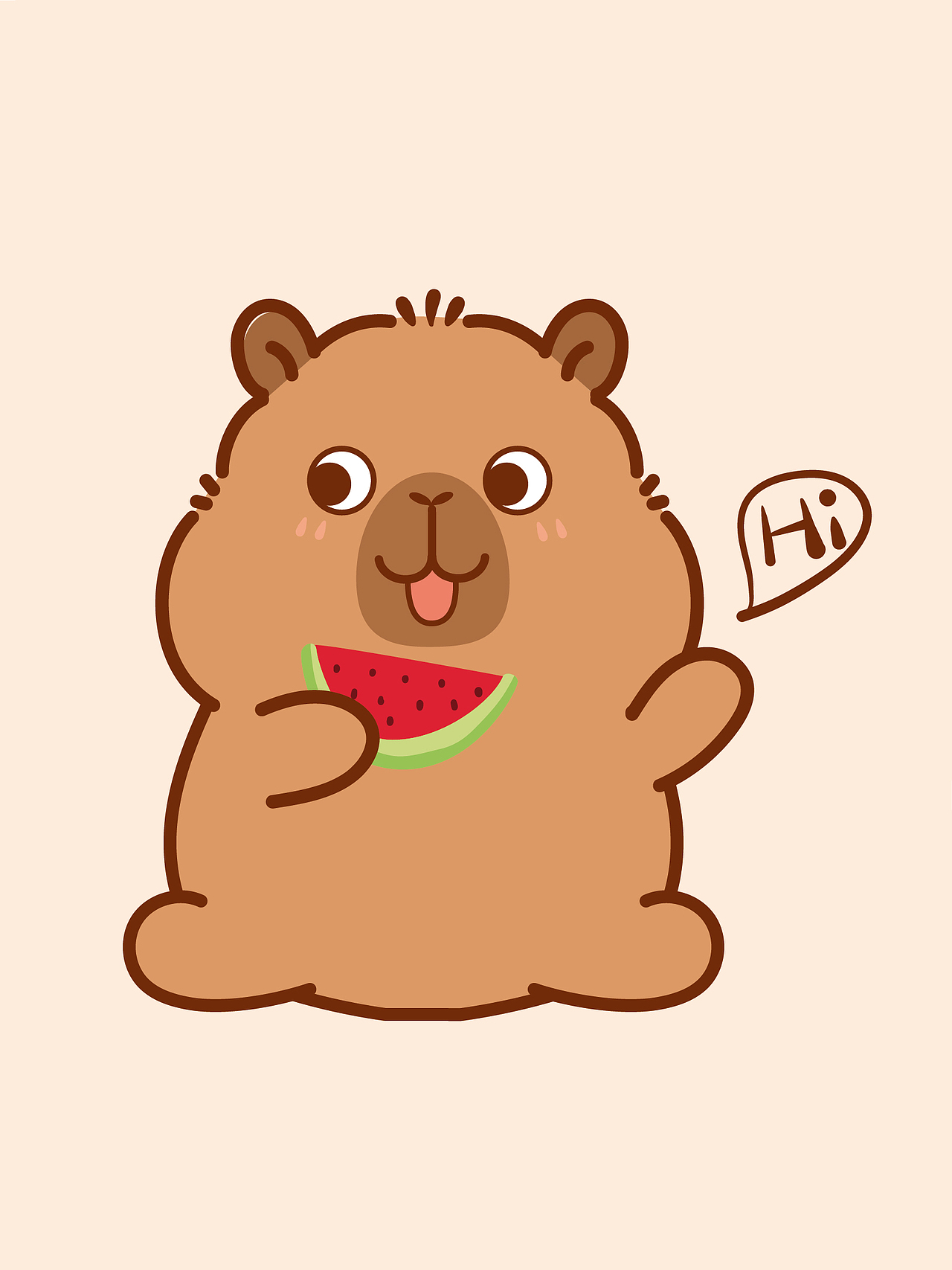 卡皮巴拉水豚IP卡通形象设计原创插画表情包