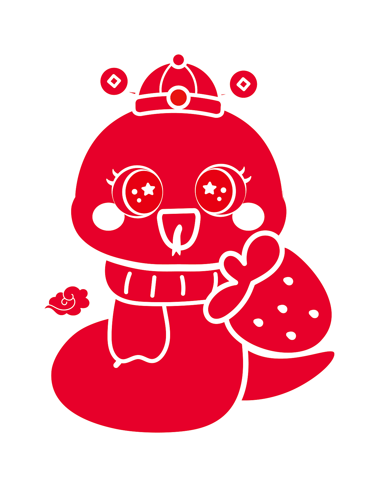 蛇年IP卡通形象插画设计毛毡剪纸窗花设计 可合作