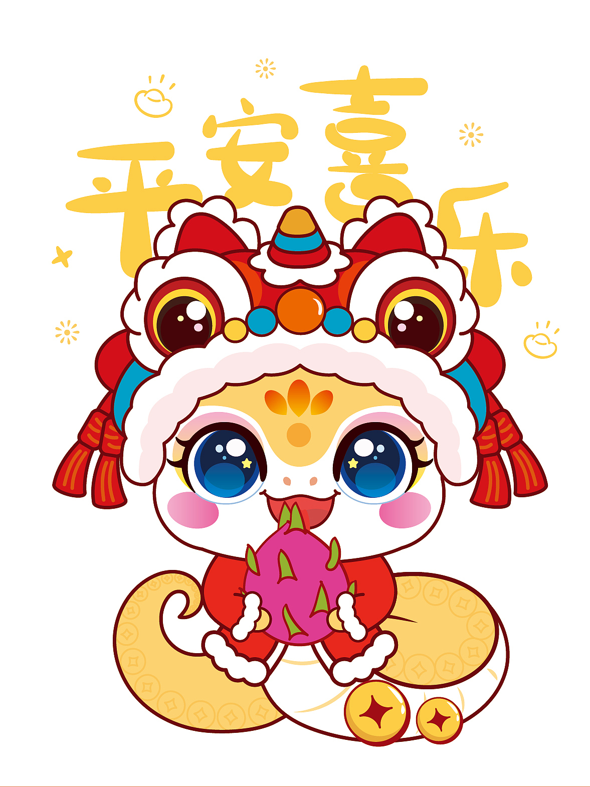 蛇年IP卡通形象插生肖插画服饰烫画本命年衣服