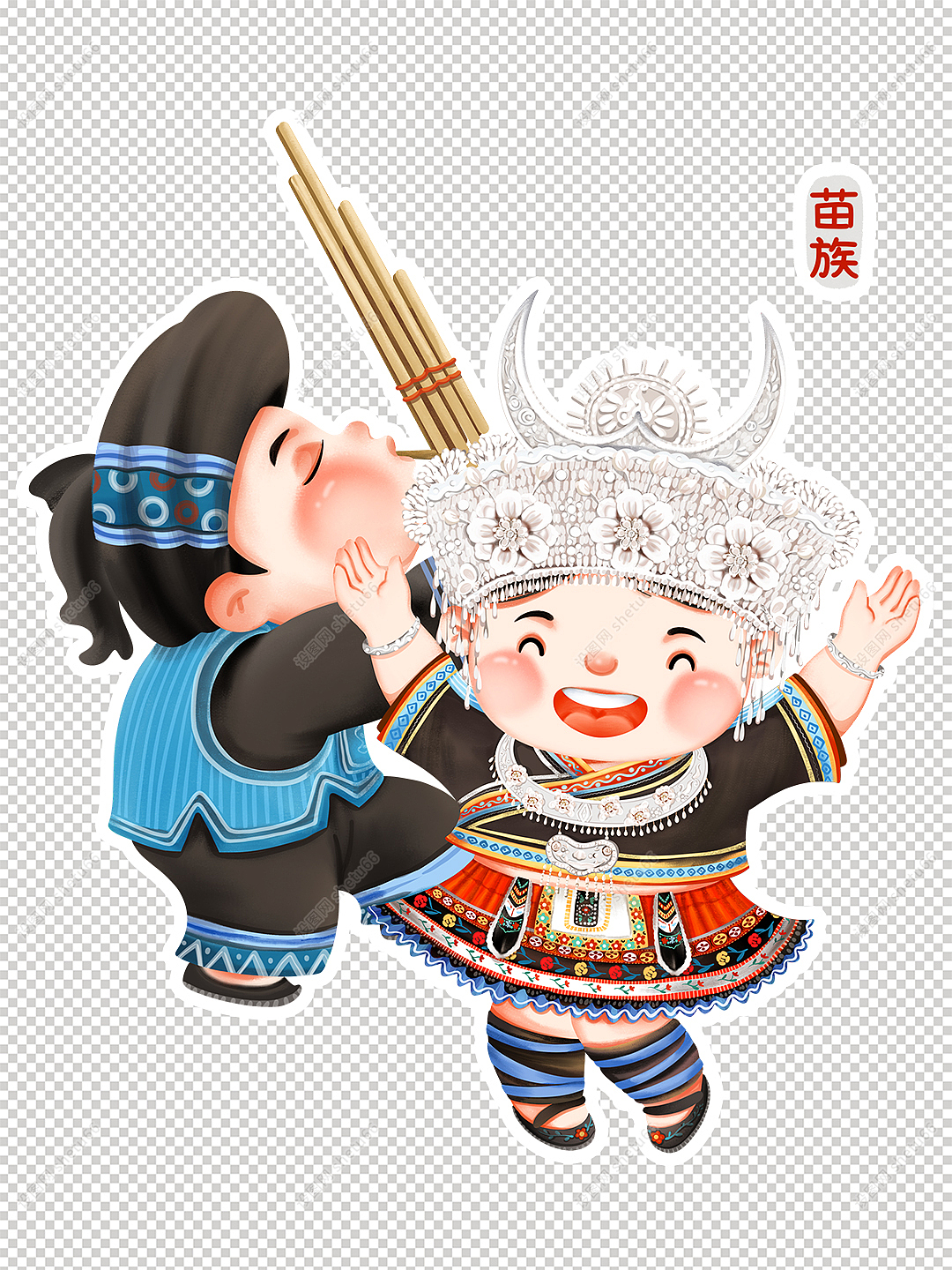 免抠素材 | 少数民族卡通插画素材-设图网