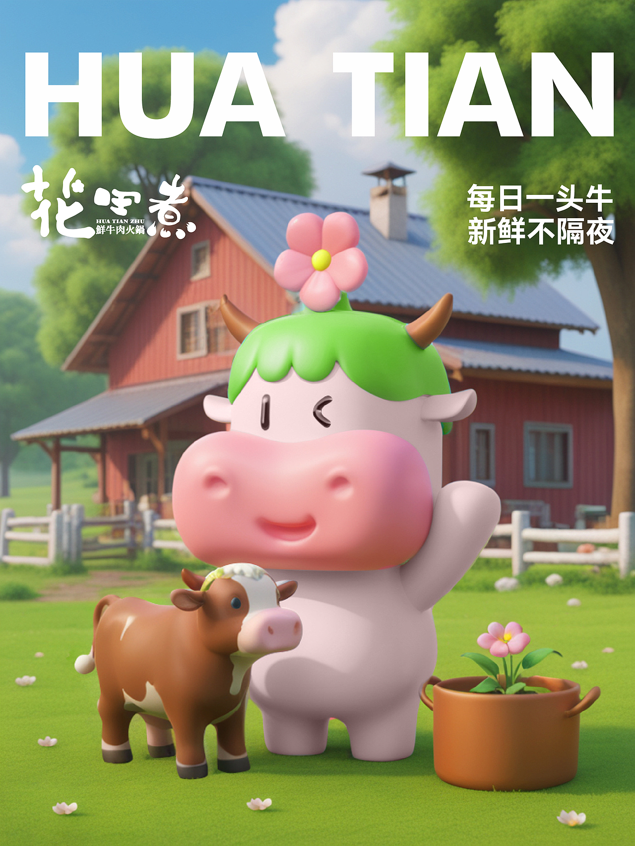 花田煮鲜牛肉火锅ip设计