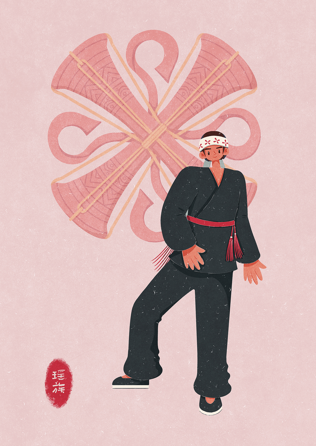 56个民族扁平插画人物——瑶族（图ZMzc5ODk0MTg0） - 商业插画 - 站酷设计师歪蹄原创素材 - 站酷ZCOOL
