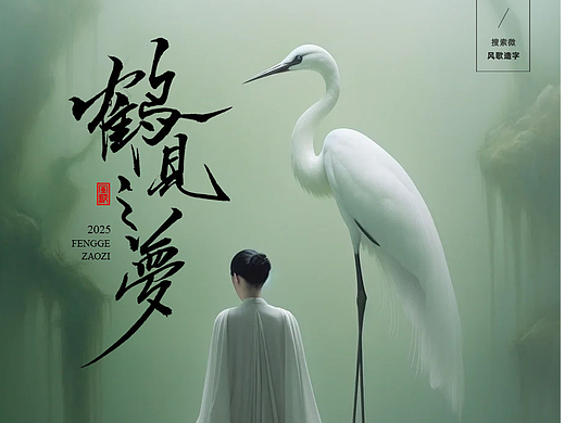 风歌造字书法字：鹤见之梦