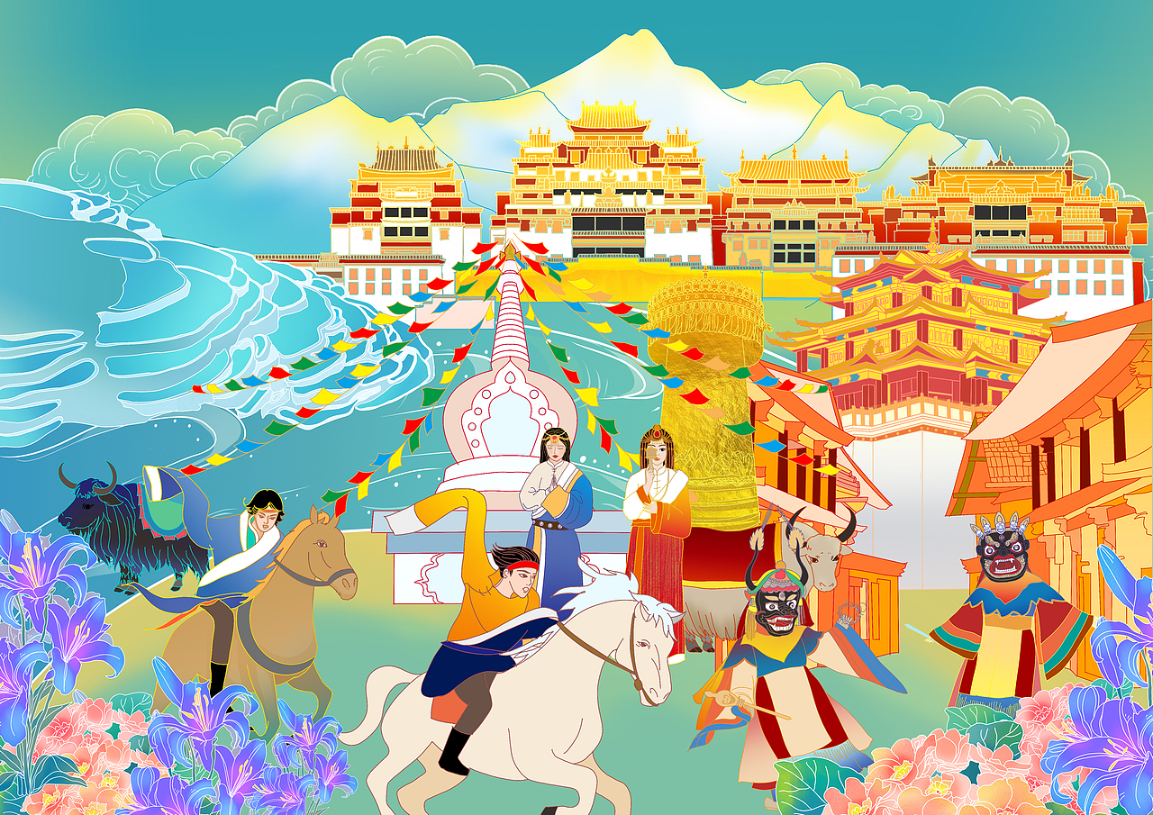 云南印象系列文旅城市插画（图ZMzc5OTMzMTI4） - 商业插画 - 站酷设计师泷天天原创素材 - 站酷ZCOOL