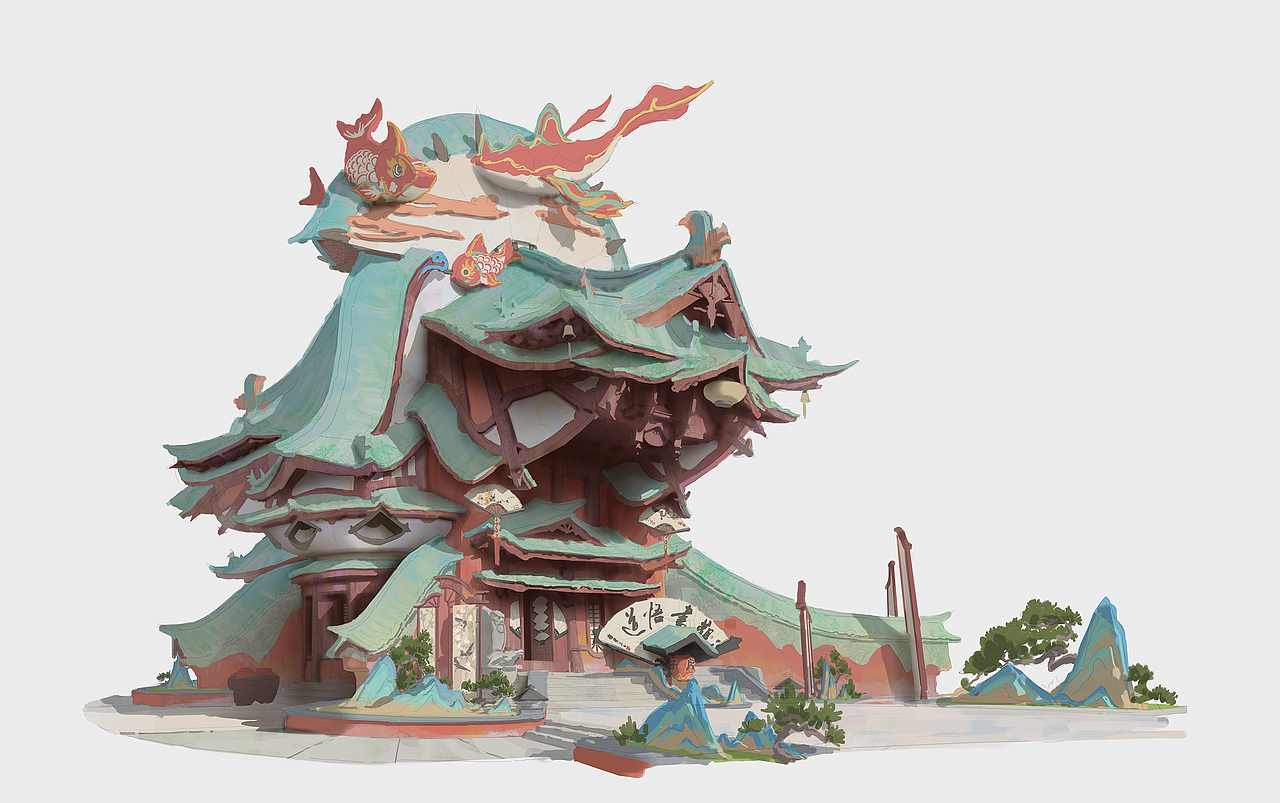 艺数绘讲师作品分享|陈克凡《扇子店》（图ZMzc5OTQzMDc2） - 游戏原画 - 站酷设计师艺数绘CG原创素材 - 站酷ZCOOL