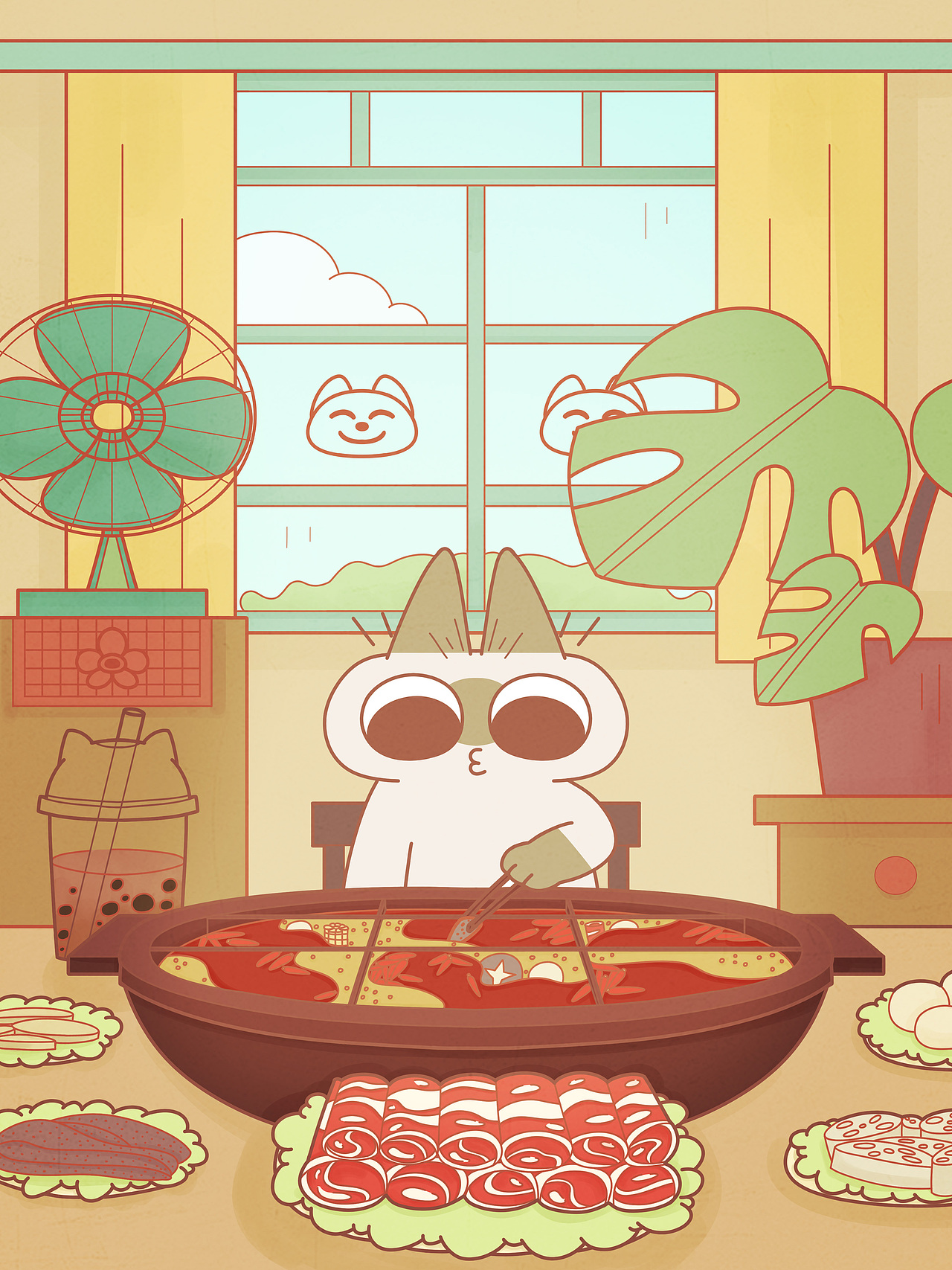 小豆泥吃火锅啦（图ZMzc5OTUzODYw） - 商业插画 - 站酷设计师鼓捣画原创素材 - 站酷ZCOOL