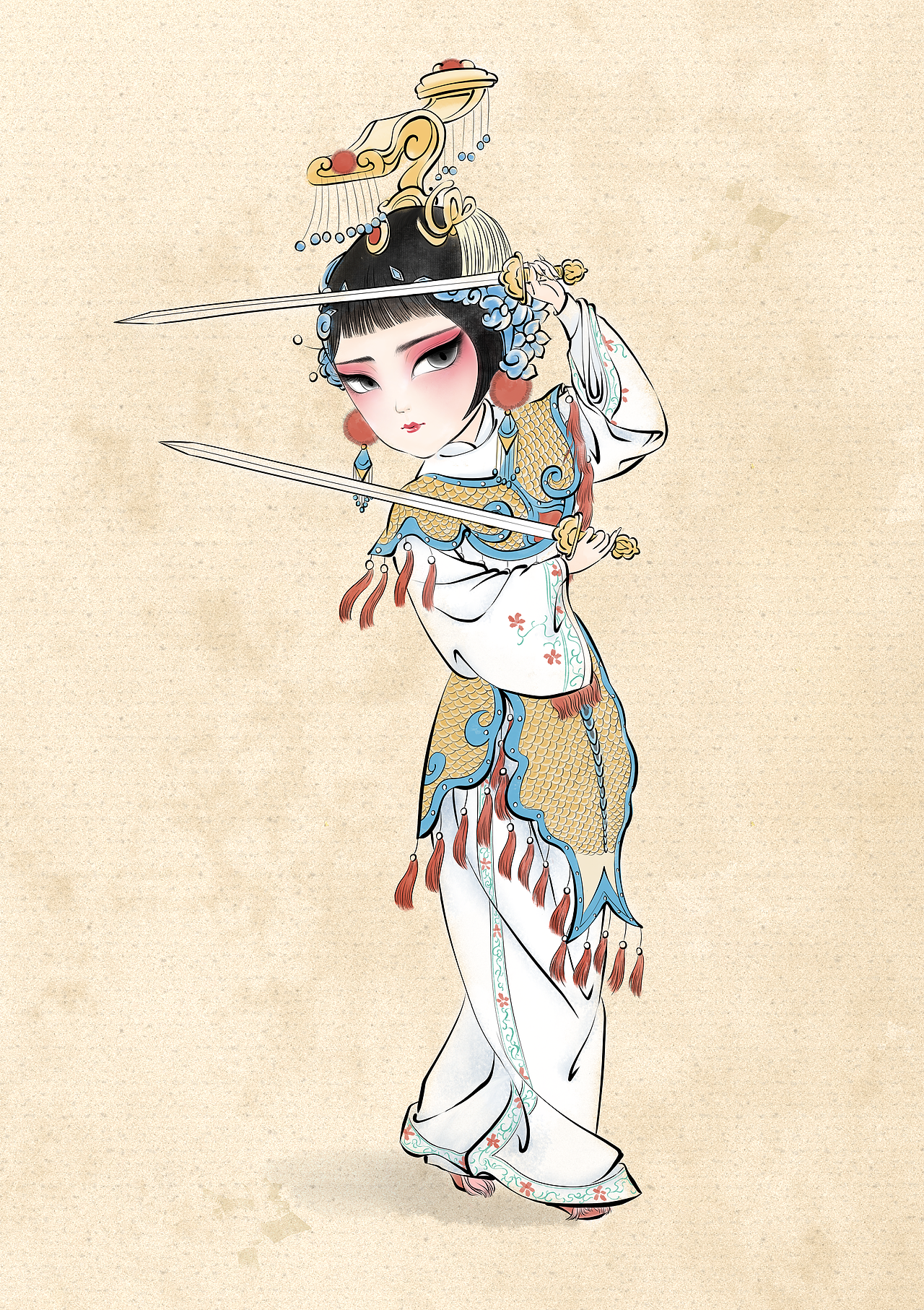 梨园春秋《霸王别姬》-虞姬戏曲版人设插画
