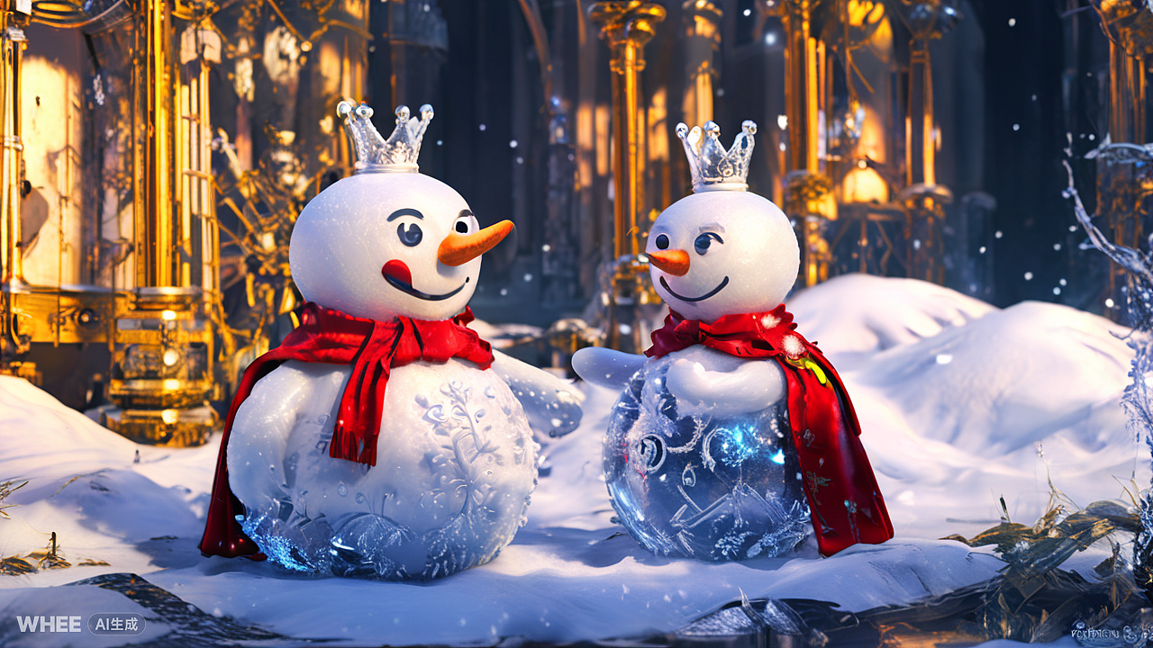 闪闪发光的蜜雪冰城雪王喝着巧克力奶茶