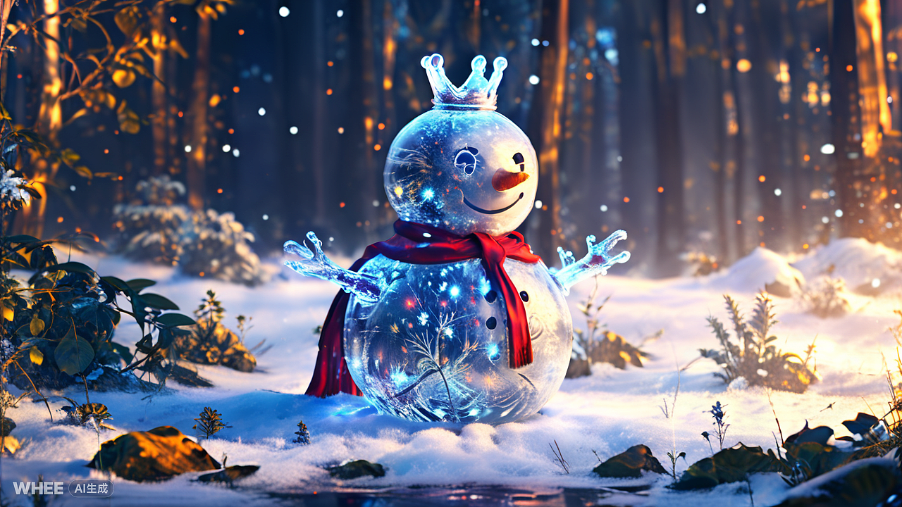 闪闪发光的蜜雪冰城雪王喝着巧克力奶茶