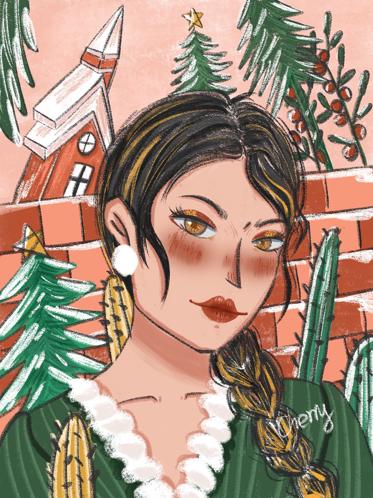 系列插画 花和女孩（图ZMzgwMDAwNTQ4） - 创作习作 - 站酷设计师爱画画的车厘子原创素材 - 站酷ZCOOL