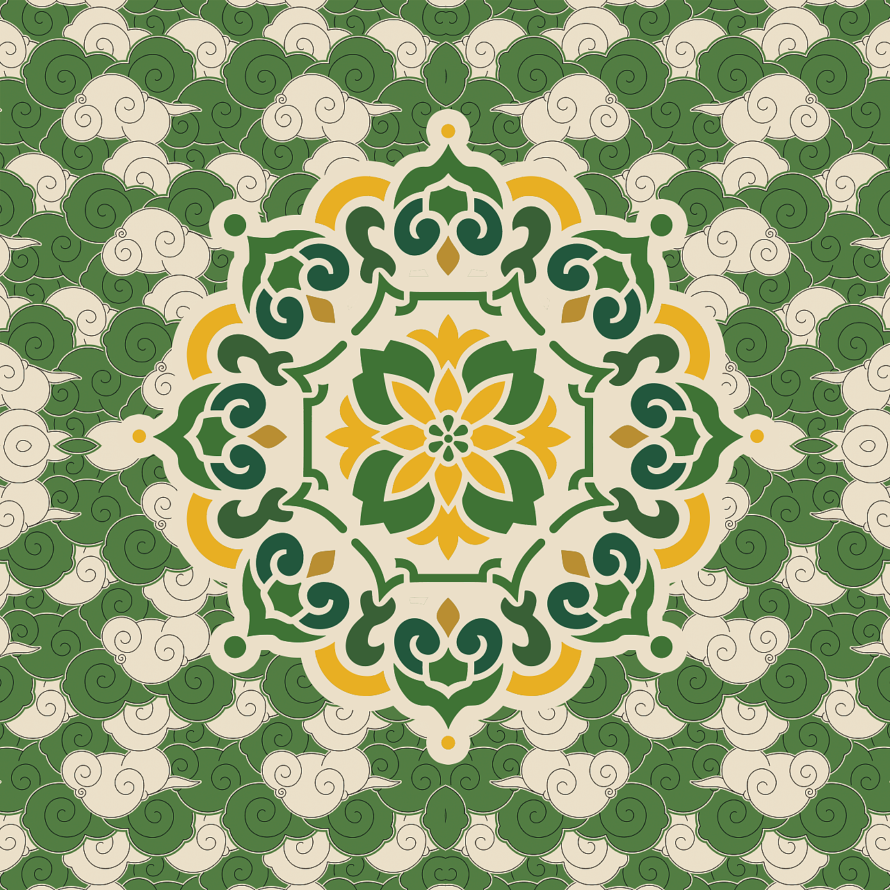 中国风传统绿色图案设计