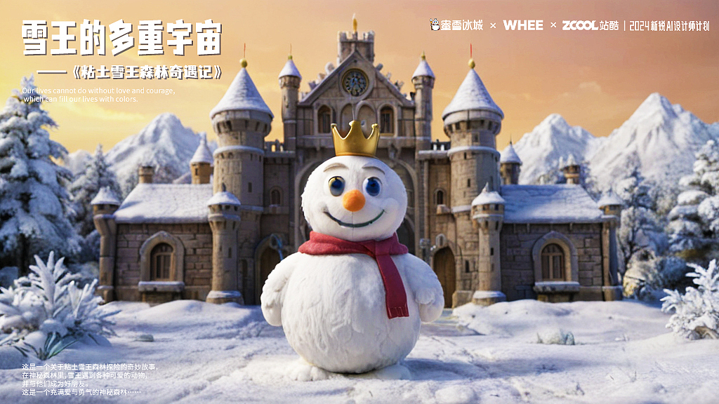 2，清晨，雪王走出城堡，然后坚定地向着神秘森林前行。