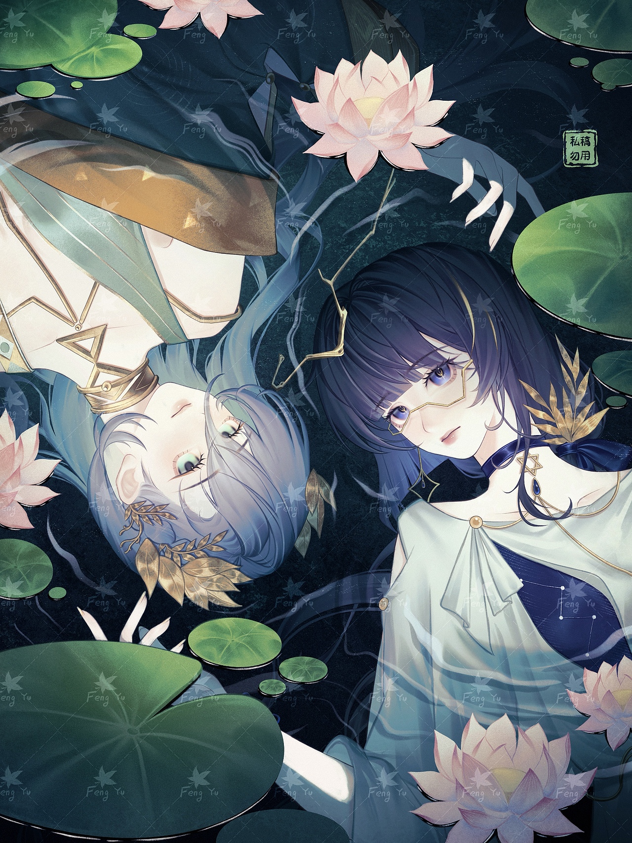 双人插画（图ZMzgwMDE2NjY4） - 艺术插画 - 站酷设计师枫鱼儿原创素材 - 站酷ZCOOL