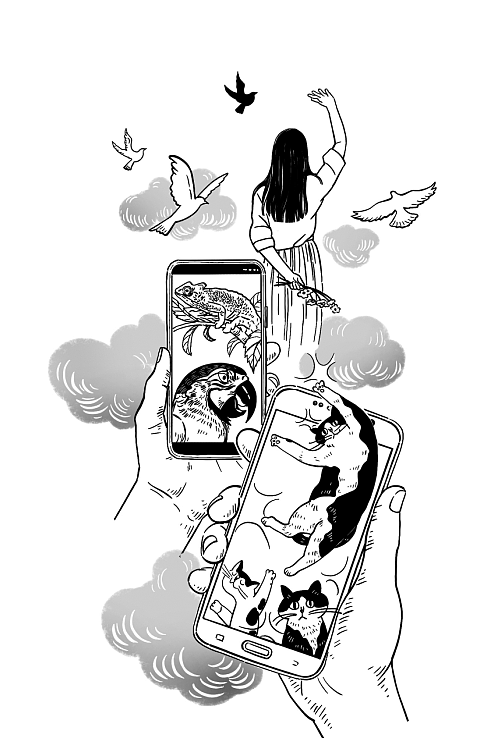 近期一组期刊黑白插画