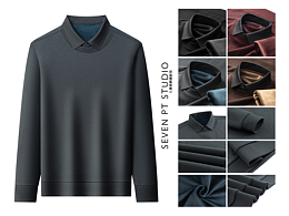 服装白底图 平铺 挂拍 展示 / 衬衫领毛衣