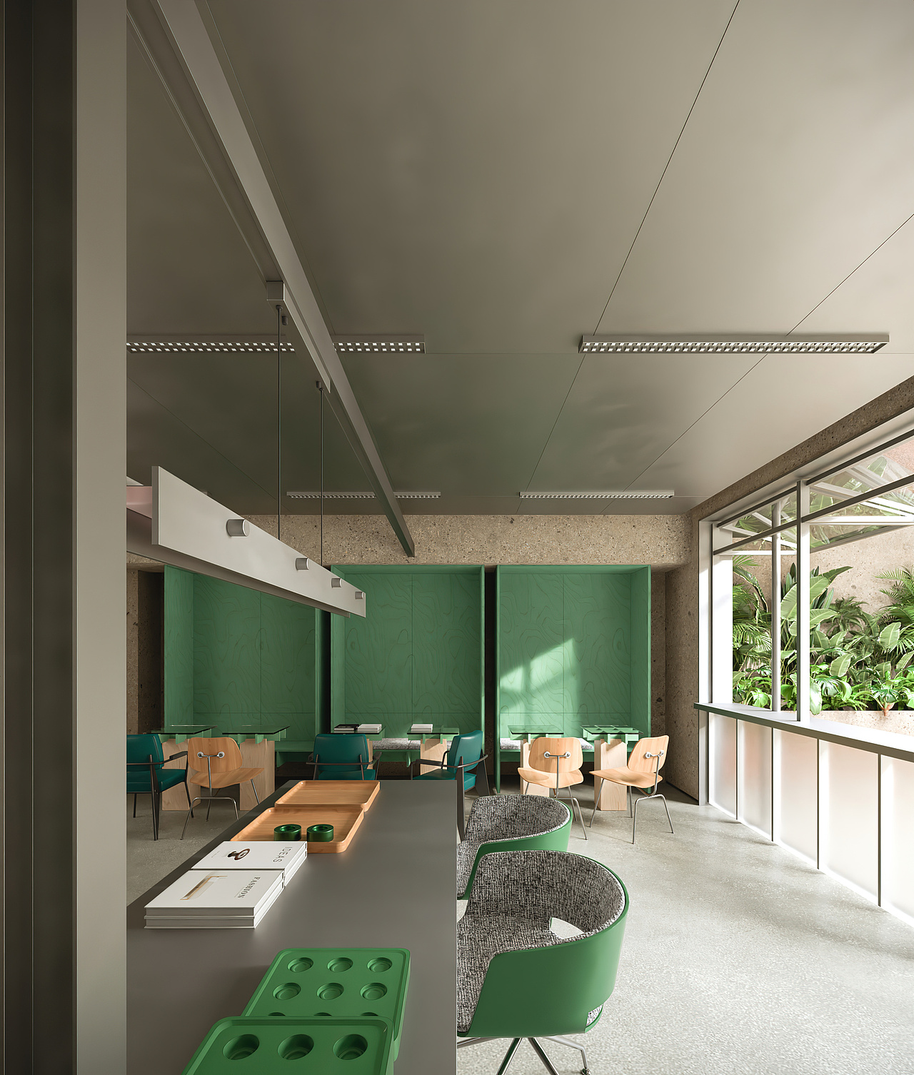 咖啡店装修设计｜让人不得不爱的绿色咖啡馆