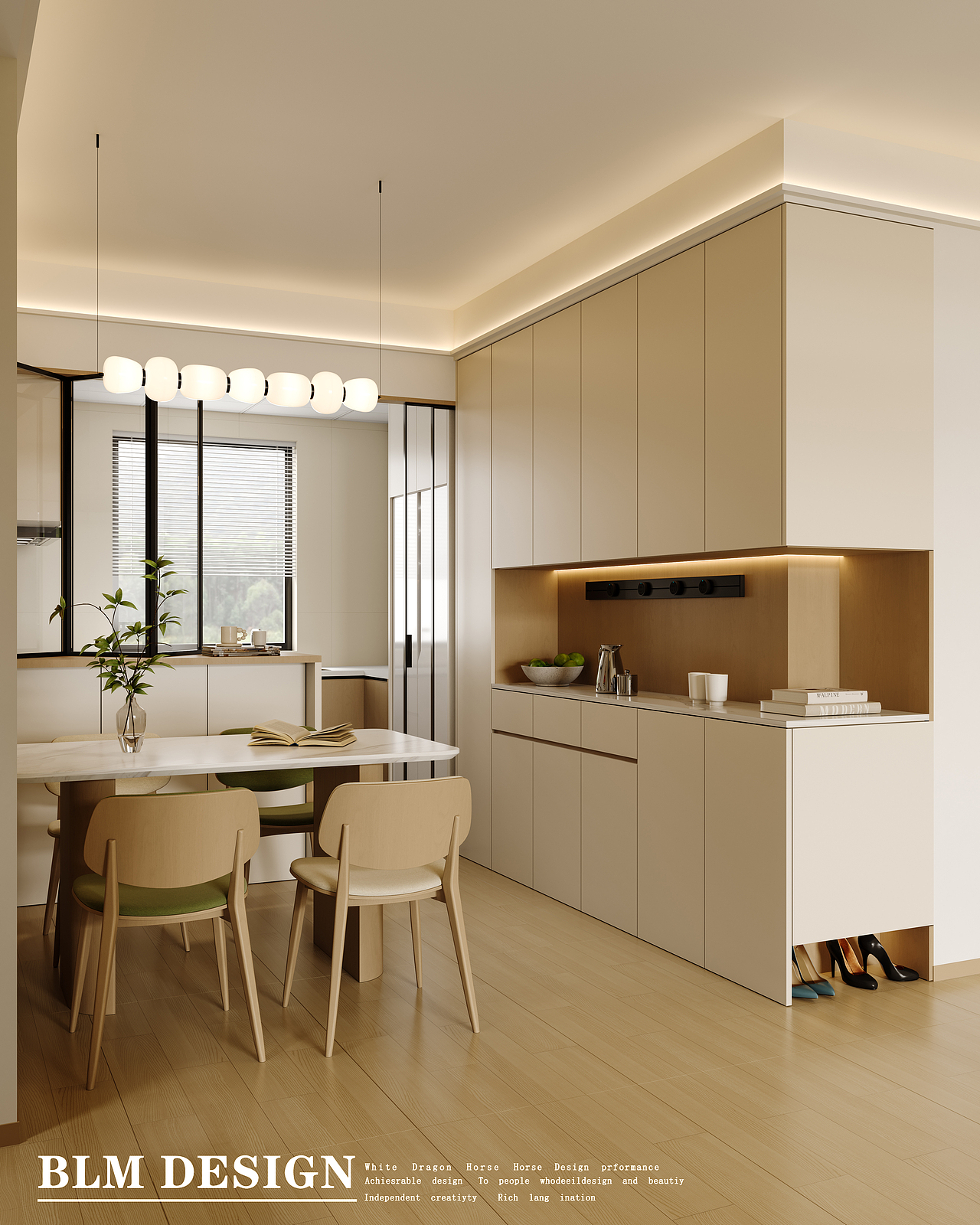 现代奶油原木家装案例效果图