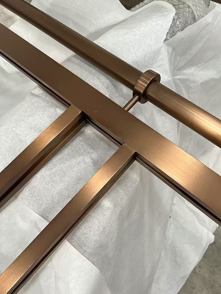 不锈钢玫瑰金玻璃屏风