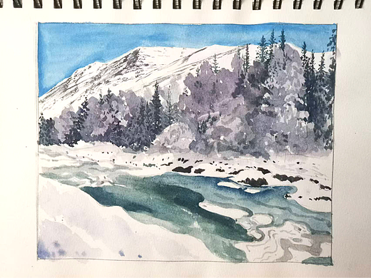 手绘水彩风景