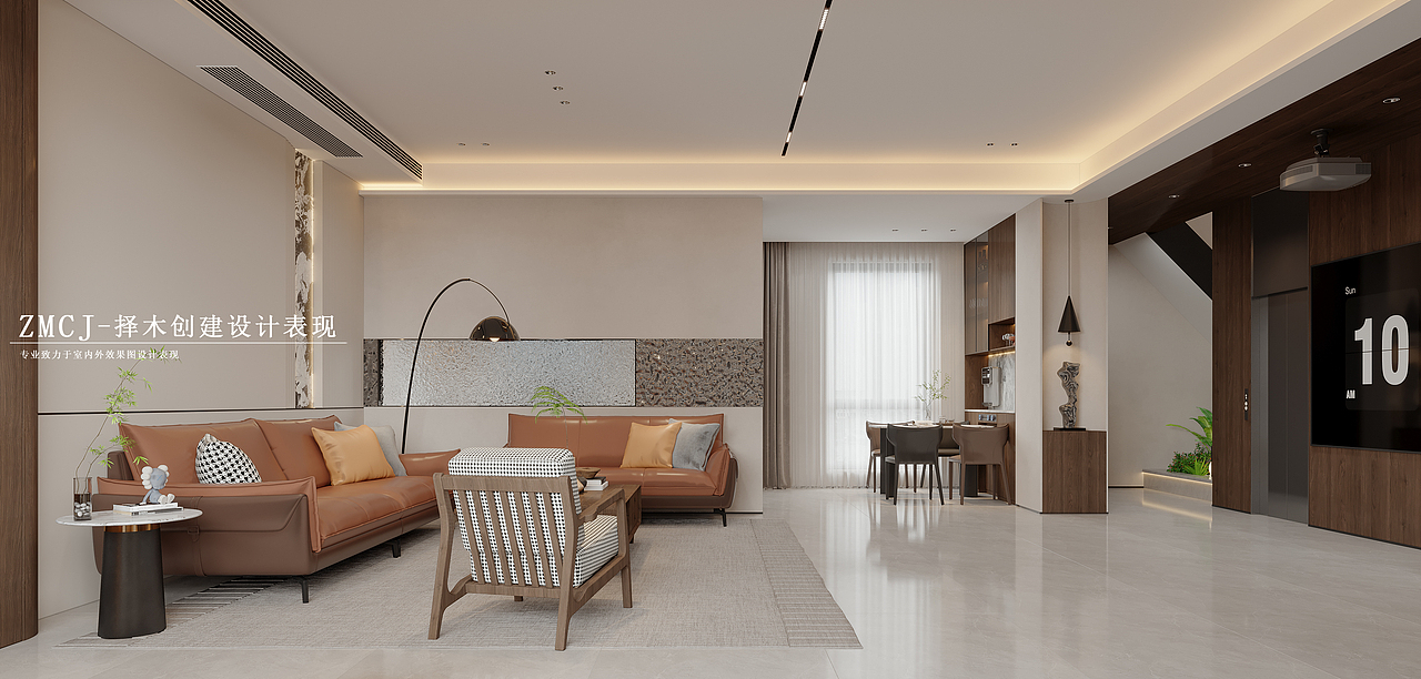 复古风客餐厅厨房—择木创建新晨效果图