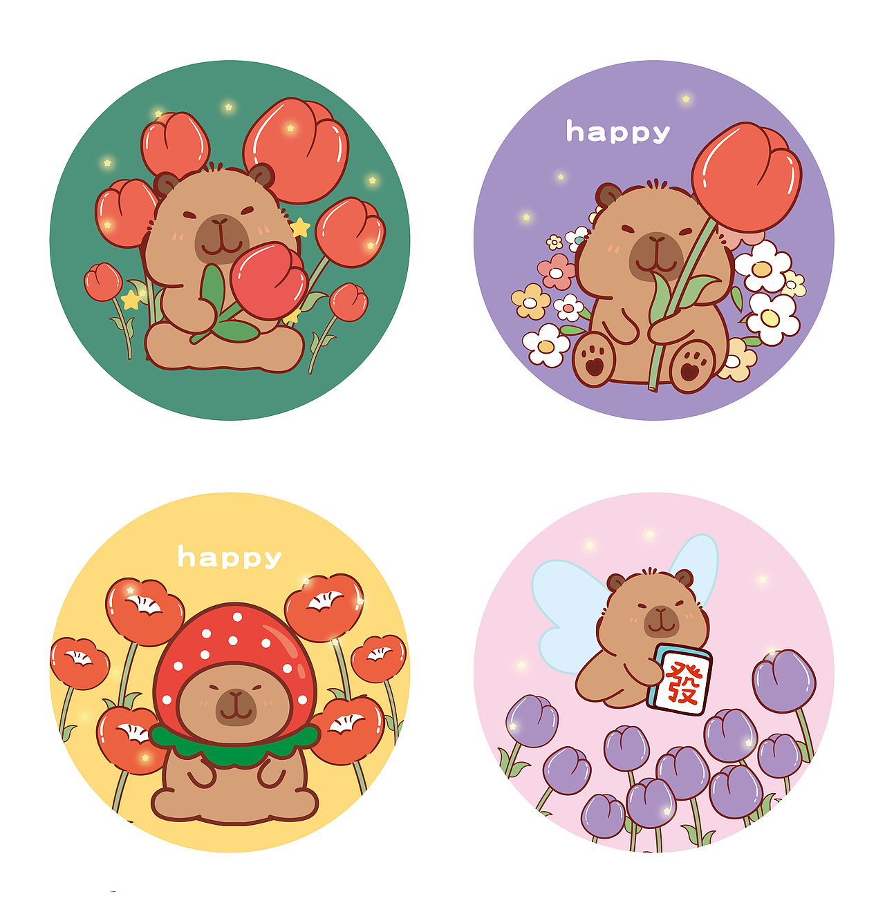 卡皮巴拉IP卡通形象插画水豚萌萌IP设计