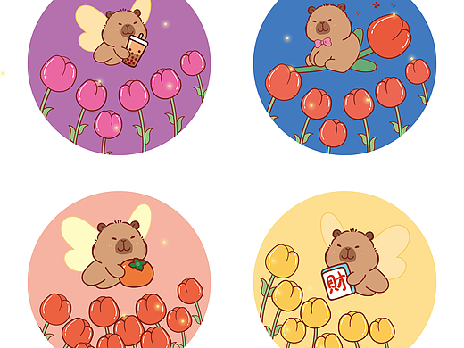 卡皮巴拉IP卡通形象插画水豚萌萌IP设计