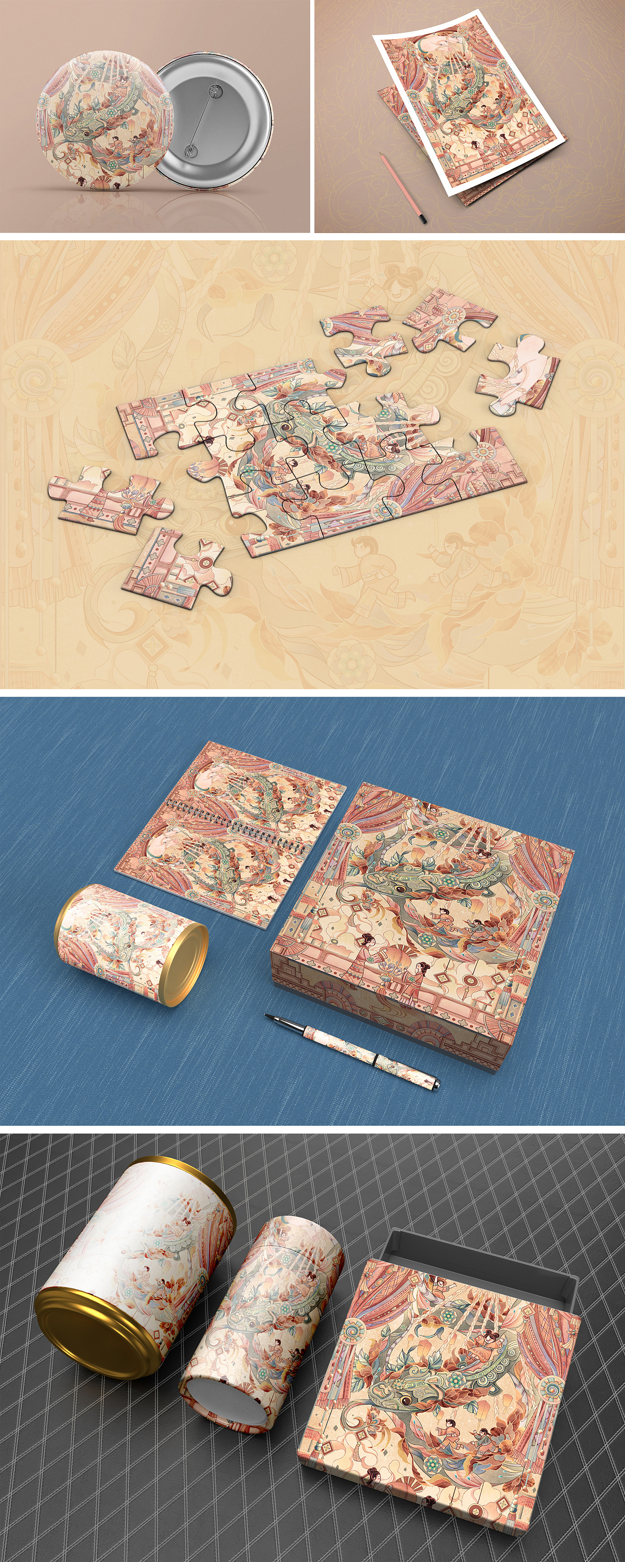 乙巳蛇年装饰性新春插画|灯影花开