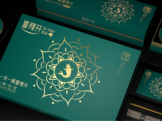 喜颜开 营养品logo 即食花胶 标志 logo设计 商标设计
