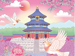 新中式国潮风景插画