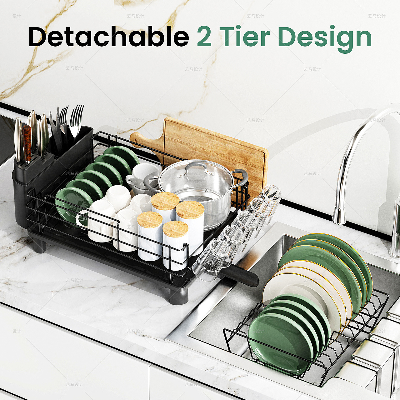 厨房用品 沥水架亚马逊Amazon案例 亚马逊主副图A+设计