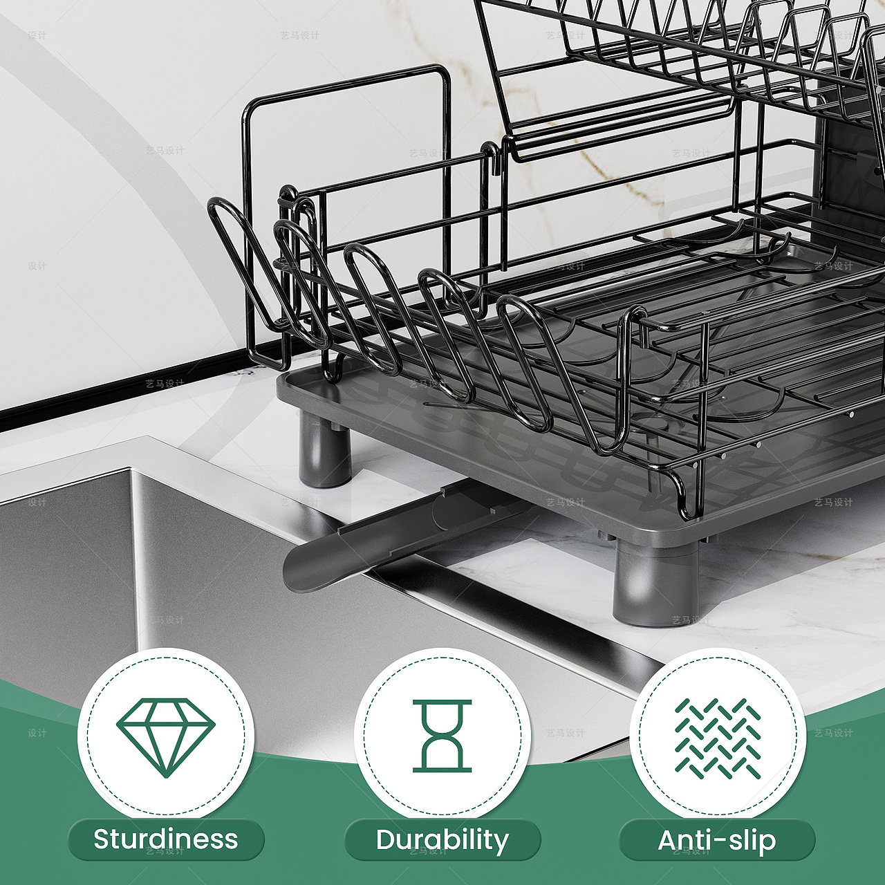 厨房用品 沥水架亚马逊Amazon案例 亚马逊主副图A+设计