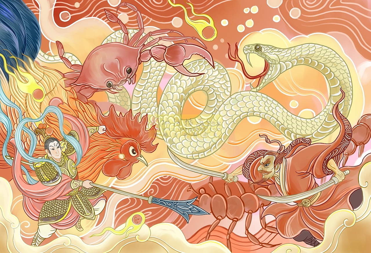 少年读封神钱儿爸讲的超级封神榜水墨国漫绘本插画选登（图ZMzgwNDQ1MDY4） - 绘本 - 站酷设计师汉图文化公司原创素材 - 站酷ZCOOL
