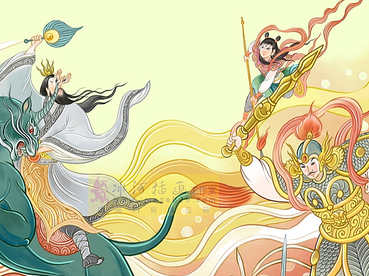 少年读封神钱儿爸讲的超级封神榜水墨国漫绘本插画选登