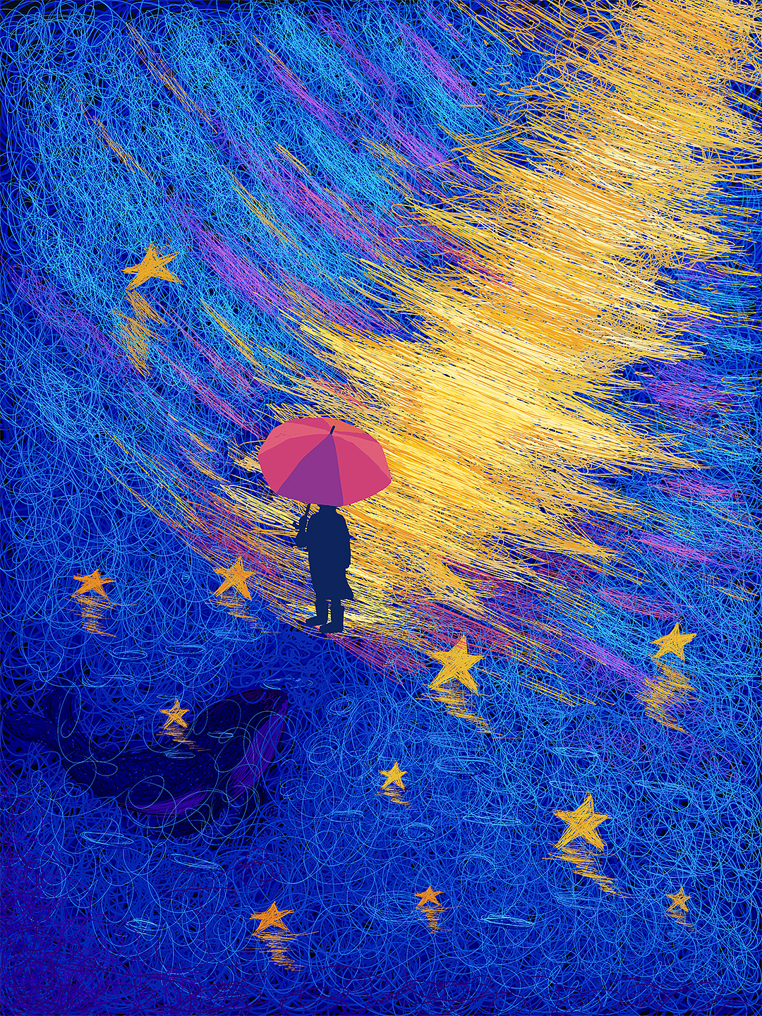 手绘线圈插画-遇见