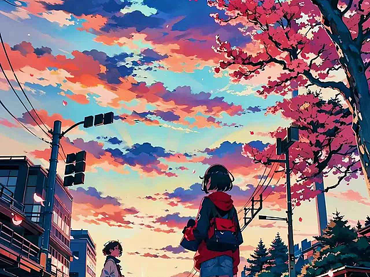 黄昏樱花