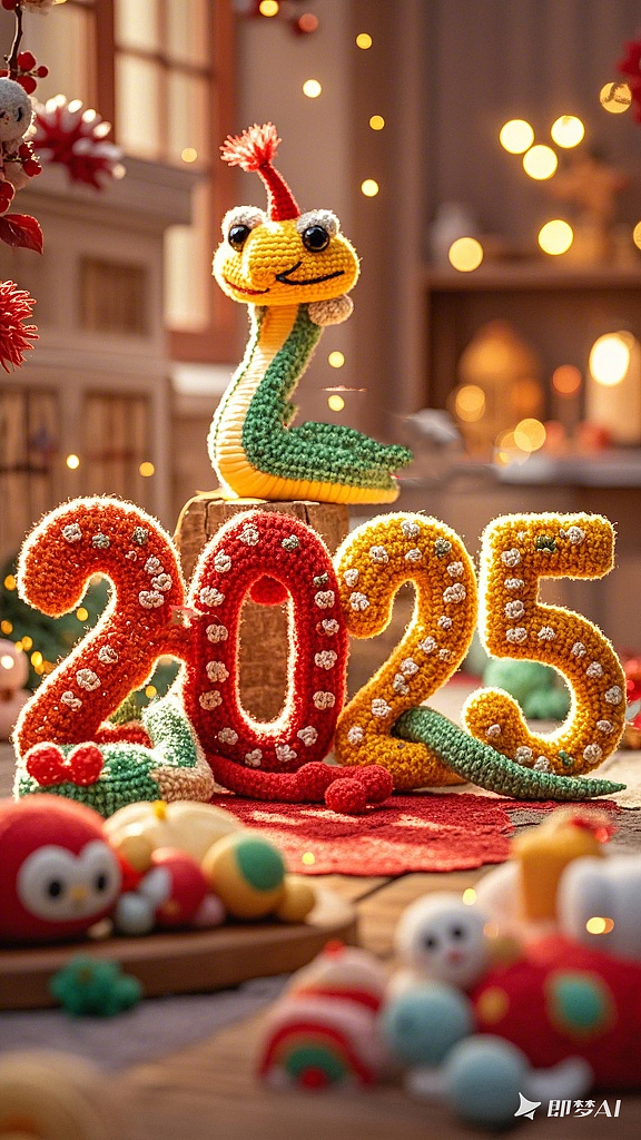 2025毛线蛇蛇年海报