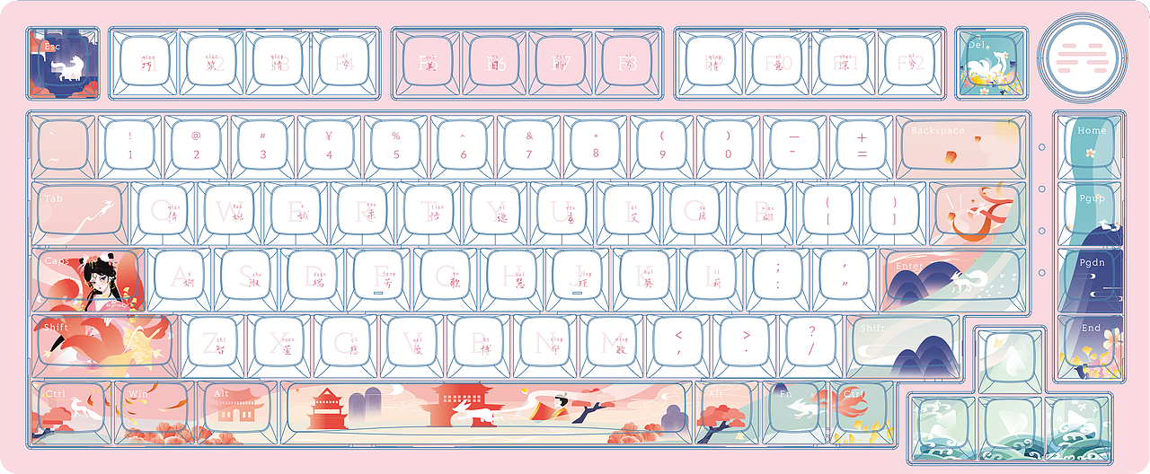 神话·倾城 | 国风键盘 AI矢量插画设计