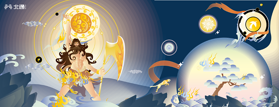 神话·开天 | 国风键盘 AI矢量插画设计