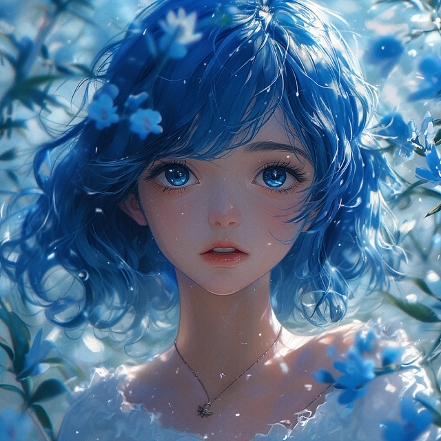 蓝色系插画