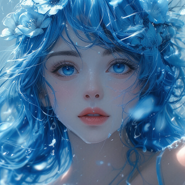 蓝色系插画
