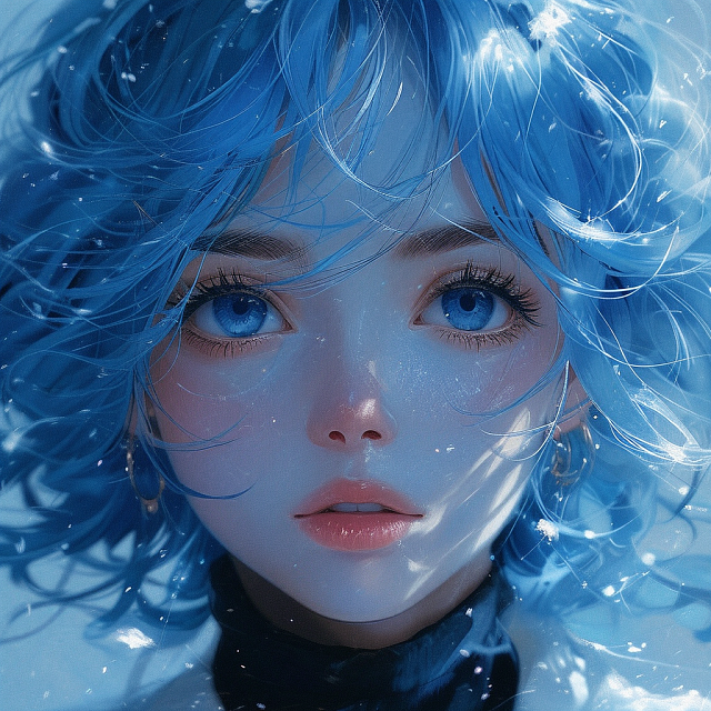 蓝色系插画